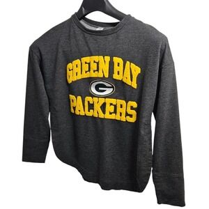 NFL Team Apparel Green Bay Packers Womens‎ Medium Side Slit Gray Sweatshirt